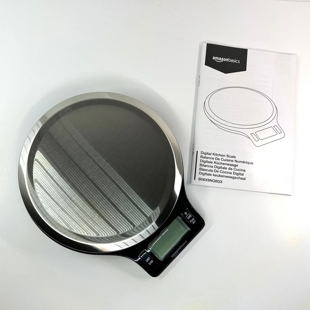 Amazon Basics Digital Kitchen Scale Stainless Steel B06X9NQ8GX Black New
